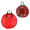 Christmas Wreath Storage Bag PE Woven Fabric Dustproof Round Red