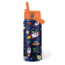 Space Astronomy Gifts for Kids - 16 Oz Kids Water Bottle with Straw Lid, Stainless Steel Insulated Tumbler, Leak Proof, BPA-Free, for Boys, School, Travel - Universe Children Birthday Gifts Cups(1pc)