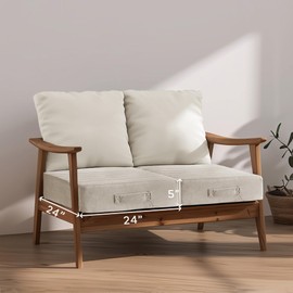 Codi Thick Replacement Couch Cushions, Upholstery Foam with Washable Covers for Sofa Cushion Chair Meditation - 24 × 24 × 5 Inch, High Density Foam, Ivory