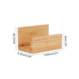 OLYCRAFT Bamboo Wood Desktop Business Card Holder Display for Desk Natural Bamboo Business Card Stand for Office Tables Organiser Pack of 4