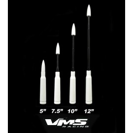VMS RACING Anti-Theft Retractable White 50 Caliber Bullet Stubby Antenna For Toyota TRD