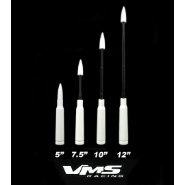 VMS RACING Anti-Theft Retractable White 50 Caliber Bullet Stubby Antenna For Toyota TRD