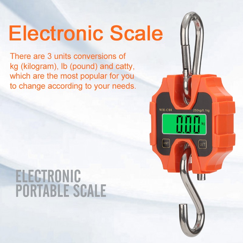250kg Portable Hand Electronic Scale LCD Display with Backlight kg