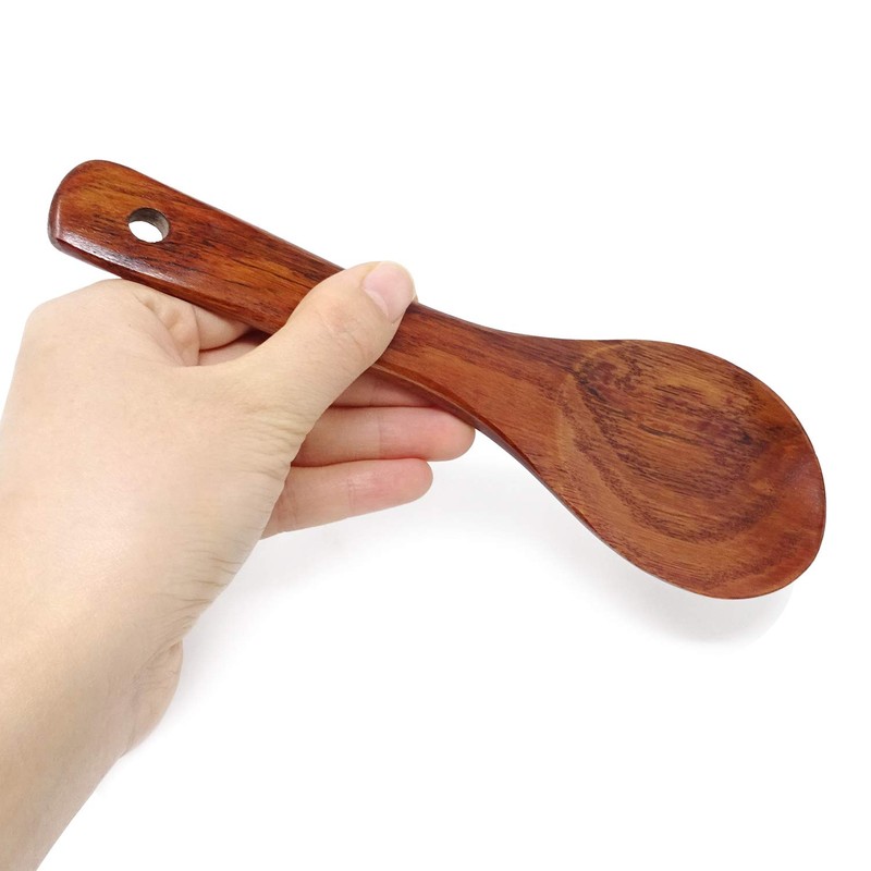Honbay 2PCS Wooden Rice Paddle Wood Spoons Nonstick Heat Resistance