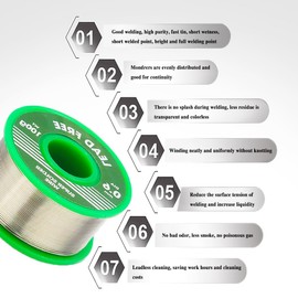 Lead Free Solder Wire, 1MM/0.03Inch Solder Flux, 50g/0.11lb Tin Lead Rosin Core Solder Wire for Electrical Soldering/Plumbing Solder/Stained Glass/Crafts/Jewelry