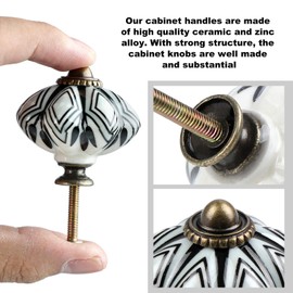 AusseL 6PCS Ceramic Cabinet Knobs, Vintage Drawer Knobs, Antique Pumpkin Kitchen Cupboard Handles, Round Furniture Door Knobs