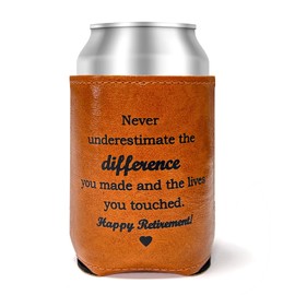 Funny Retirement Gifts for Men, Women- Retired Gifts for Men, Woman, Teacher, Nurse, Coworker, Friends, Dad, Mom- Leather Can Cooler for Mens Women 12oz