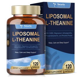 Liposomal L-Theanine Supplement 750mg with GABA,Ashwagandha,Magnesium Glycinate,Rhodiola Rosea,Phosphatidylserine Complex Supplements for Men and Women Mood |Focus | Sleep Support 120 Capsules
