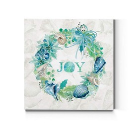 Renditions Gallery Joy Seashell Wreath Wall Art, Blue & Green Winter Artwork, Ocean & Beach Themed Christmas, Premium Gallery Wrapped Canvas Decor, Ready to Hang, 10 in H x 10 in W, Made in America