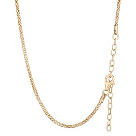 NKlaus 40/45 + 5 cm Raspberry Chains 925 Silver Yellow Gold Plated Length Adjustable Necklace 1.75 mm Wide Women, Sterling Silver