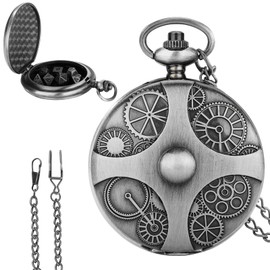 TenaLucy Mini Dnd Dice Set, Dnd Dice Set, 7-Piece Polyhedral D&D Dice Set with Steampunk Gear, Pocket Watch Case, Dnd Dice Set for Dungeons and Dragons Dice, Role Playing Dice, Pistol, Black