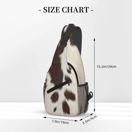 LOSTORCHI Cow Print Crossbody Sling Bags for Women Men Brown White Cow Fur Texture Animal Skin Print Travel Sling Backpack Casual Chest Shoulder Bag Cute Farmhouse Cowhide Pattern Hiking Daypack