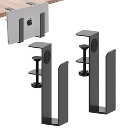 Mineup Pack of 2 Hanging Laptop Organiser, Adjustable Desk Side Storage, Laptop Stand Vertical, No Drilling, Hanging Notebook Desk Holder for Laptop, Office, Home