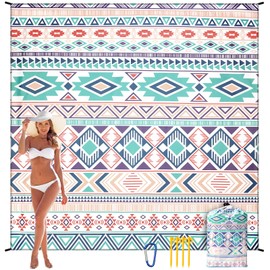 AISPARKY Beach Blanket Waterproof Sandproof, Oversized Large Beach Mat 79" X 83"/120"x108" for 1-8 Adults, Quick Drying&Compact&Lightweight, Picnic Mat Vacation Essentials for Beach Camping Travel