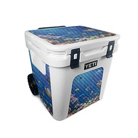 MightySkins Carbon Fiber Skin Compatible with Yeti Roadie 48 Wheeled Cooler - Reef Life | Protective, Durable Textured Carbon Fiber Finish | Easy to Apply, Remove, and Change Styles | Made in The USA