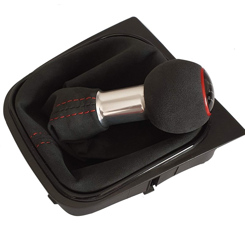 6-Speed Gear Knob Gear Stick Gaiter Stitching Red RK