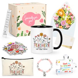 YHRJWN Teacher Appreciation Gifts, 8 Pcs Teacher Gifts Basket, Teachers Plant Seeds Mug Gift Box, Birthday Back to School Gifts