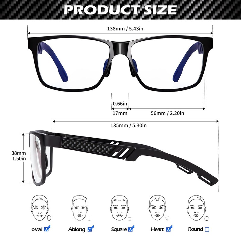 ANYLUV Blue Light Blocking Glasses Men Computer Gaming Glasses Lightweight