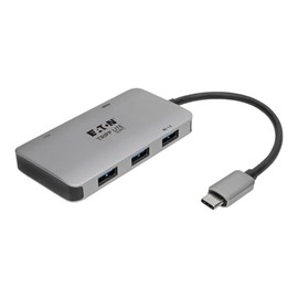Tripp Lite USB C Adapter with PD Charging, USB C to USB Hub, USB C to HDMI Adapter, Thunderbolt 3 Adapter, USB 3.1 Gen 1, 100W, HD 4K HDMI, 3 USB Ports, Gray (U444-06N-H3U-C)