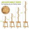 BMOSU Coat Rack freestanding Stand with 2 Shelves Bamboo Wooden