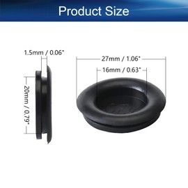Heyiarbeit 20mm Rubber Grommet Eyelet Ring Gasket Rubber Grommets Wire Grommets, for Wiring Cable Protector Black Tone 15pcs