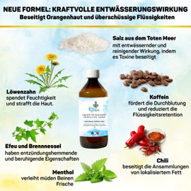 500 ml liquid for anti-cellulite bandages by Ritalia® - Dead Sea Salt and active ingredients, 100% vegan, drainer reducing slimming and firming effect (liquid refill)