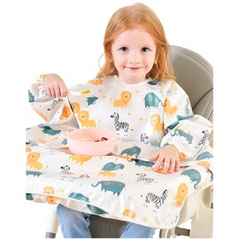 COCOMIYA Baby Apron for Meals, Long Sleeve, Waterproof Bib for Babies and Kids, Eating Training, Baby Eating Celebration, Nursery, Kids, Baby Bib, Stylish, Baby Shower Gift, Set with Tablecloth