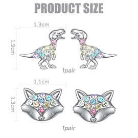 2 Pairs Of Animal Earrings, Earrings For Girls, Earrings For Kids, Silver Earrings For Girls, Cat Earrings, Rhinestone Animal Earrings, Cat Jewelry For Girls