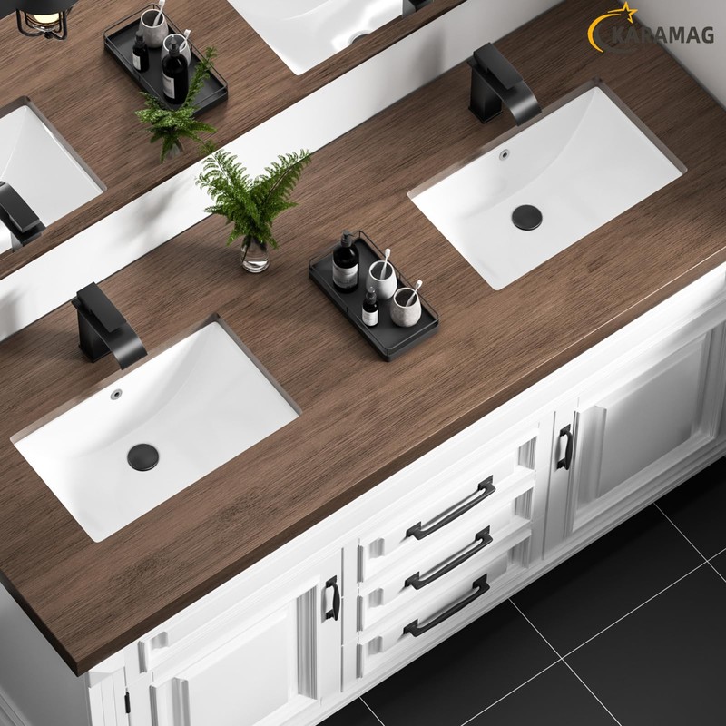 Undermount Bathroom Sink 18.7"X11.9" Inch White Rectangular Porcelain Ceramic Vanity