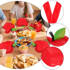 cnomg 100 Pcs Red Apple Paper Plates Red Apple Party Paper Plates with Fork Disposable Tableware for 50 Guests Christmas Graduation Party Supplies