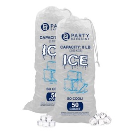 Party Bargains 8 lb Plastic Drawstring Ice Bags 19"x11" (100 Bags)