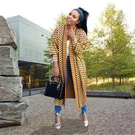 Fall Clothes for Women Cardigan Sweaters - Strips Floral Print Long Cardigan L