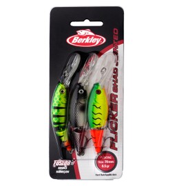 BERKLEY Flicker Shad Diving Crankbait Lures For Perch, Pike, Trout, Zander - Pack of 3 assorted 70 mm