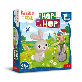 Trefl - Hop Hop! Babies and Teddy Bear, First Board Game - Board Game for the Little Ones, Plush Rabbits, Large Elements, Board Game with Tasks, Game for Children from 2.5 Years