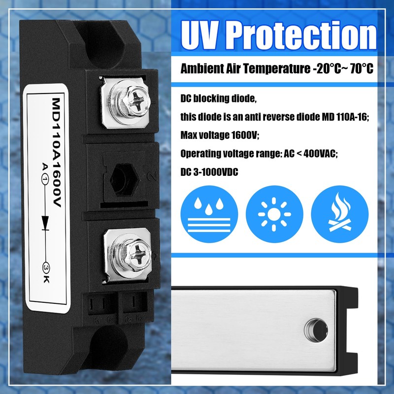 Yexiya 2 Pcs MD 110A (100A)-16 Solar Diode, Anti Reverse