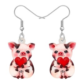 DALANE Acrylic Cute Cartoon Pig Earrings Dangle Drop Farm Animals Jewellery Gifts for Women Girls Kids Charms, Acrylic, No Gemstone