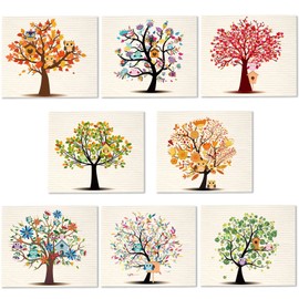 8 Pieces Mixed Trees Owls Swedish Kitchen Dishcloths Washable Reusable Sponge Cleaning Cloths Absorbent Dish Cloth Mixed Trees Dishcloths Drying Cleaning Wipes Dish Towels for Kitchen Bar Counter