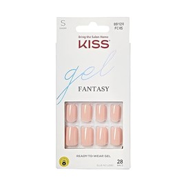 KISS Gel Fantasy Ready-To-Wear Fake Nails, Short, Square - Midnight Snacks, Smudge Proof, Waterproof, No Dry Time, Durable, Flexible, DIY Manicure, Salon Quality, Long Lasting | 28 Count