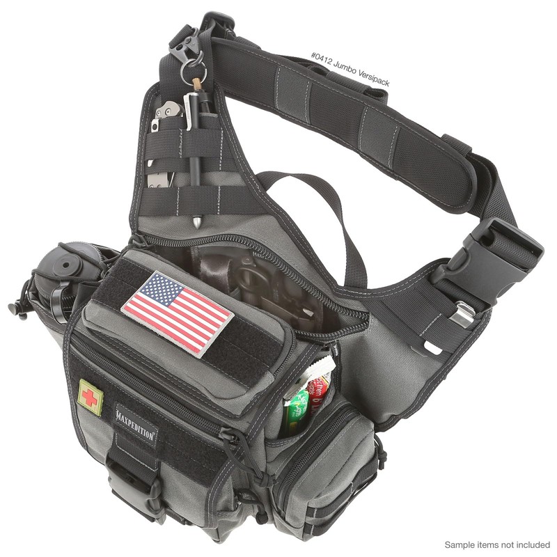MAXPEDITION Jumbo Versipack (Wolf Gray) 7.4L Tactical Sling Bag, Concealed