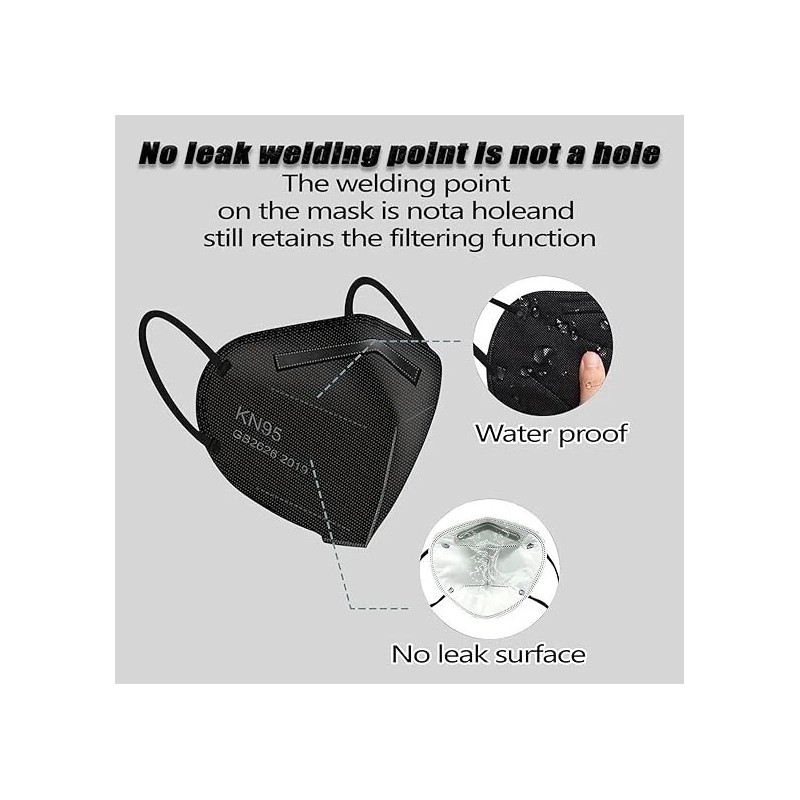 Unbranded 50pcs KN95 Black Face Masks - 5-Layer Dust Protection