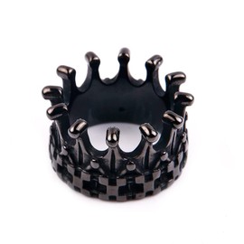 LAFATINA Royal Kingdom Crowns and Thrones Rings Stainless Steel King Queen Knight Dominant Ring, Stainless Steel