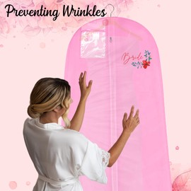Pink Wedding Dress Bag | Wedding Dress Storage Bag | Wedding Dress Bags Covers Long | Extra Large Wide Wedding Dress Cover Clothes Garment Bag