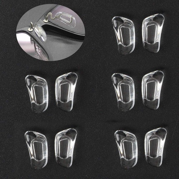 12.4mm Eyeglass Nose Pads D Shape 5 Pairs Pushin Push in Nose Pieces Anti-Slip Soft Silicone Glass Nose Pieces for Glasses Eyeglasses Sunglasses