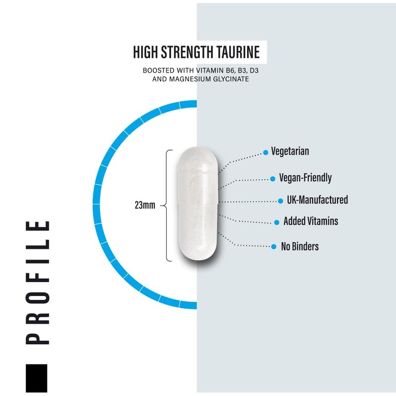 Taurine Supplement 1500mg Capsules Per Serving - Added Magnesium Glycinate,