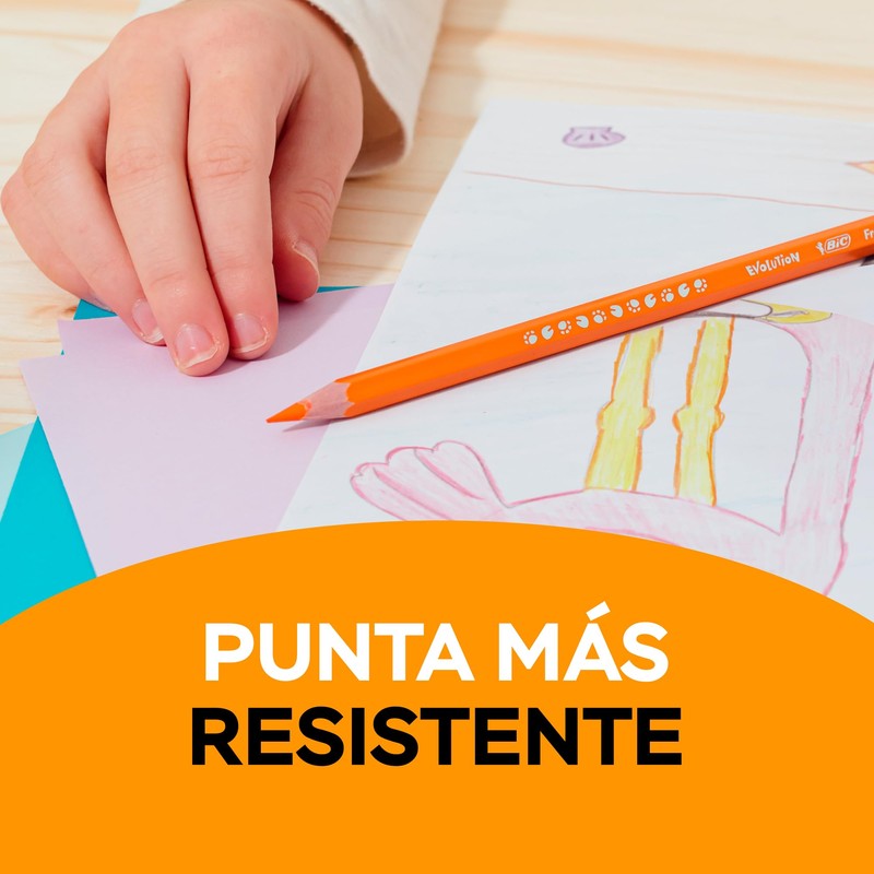 BIC Lápices de Colores Evolution Punta Resistente Sin Astillas Hecho
