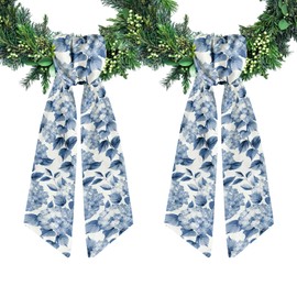 Ftuuo 2pcs Wreath Sash for Front Door Leaves Floral Wreath Satin Sash Burlap Garland Ribbon Accessories for Wreath Yard Doorway Indoor Outdoor Bow Bridal Shower Home Decor,5.1 x 54.3