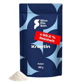 Sinoplasan Creatine Monohydrate - 400 g Ultra Fine Powder (Mesh Factor 200) - Pure Creatine High Dose - Vegan, No Unnecessary Additives - Made in Germany & Laboratory Tested