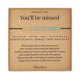 RareLove Farewell Gifts for Coworkers You'll be Missed Morse Code Beaded Bracelet for Woman Leaving Job,Going Away Gift for Coworker Women Friend,Retirement Gifts Waterproof Secret Message Bracelets
