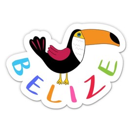 Squiddy Belize Tropical Toucan - Vinyl Sticker Decal for Phone, Laptop, Water Bottle (3" Wide)