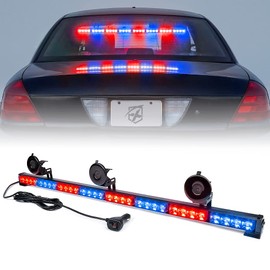 Xprite 35.5" Traffic Advisor Light Bar, Red Blue LED Strobe Police Light Bar with 21 Flash Patterns, Suction Mount & Cigarette Plug, Emergency Warning Police Lights for Car, Truck, SUV